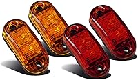Vista 1 de Partsam Luz LED Ovalada Ámbar Roja de 2.5" con 2 Diodos para Remolque de Camión, Luz de Gálibo Marcadora Lateral 4PCS, Montaje en Superficie, Luces