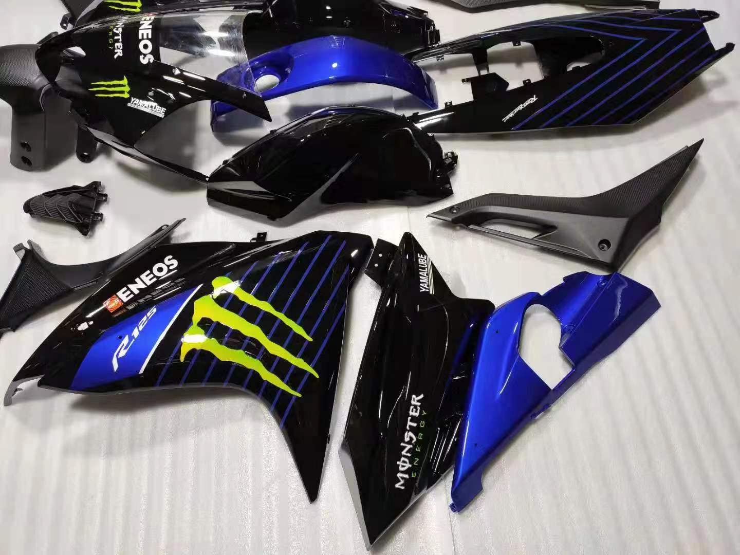 Hongben MOTO ABS-Kunststoff-Motorradeinspritzung Verkleidungen Karosserie-Set für Yamaha R125 2008-2013 2014-2018 blau schwarz