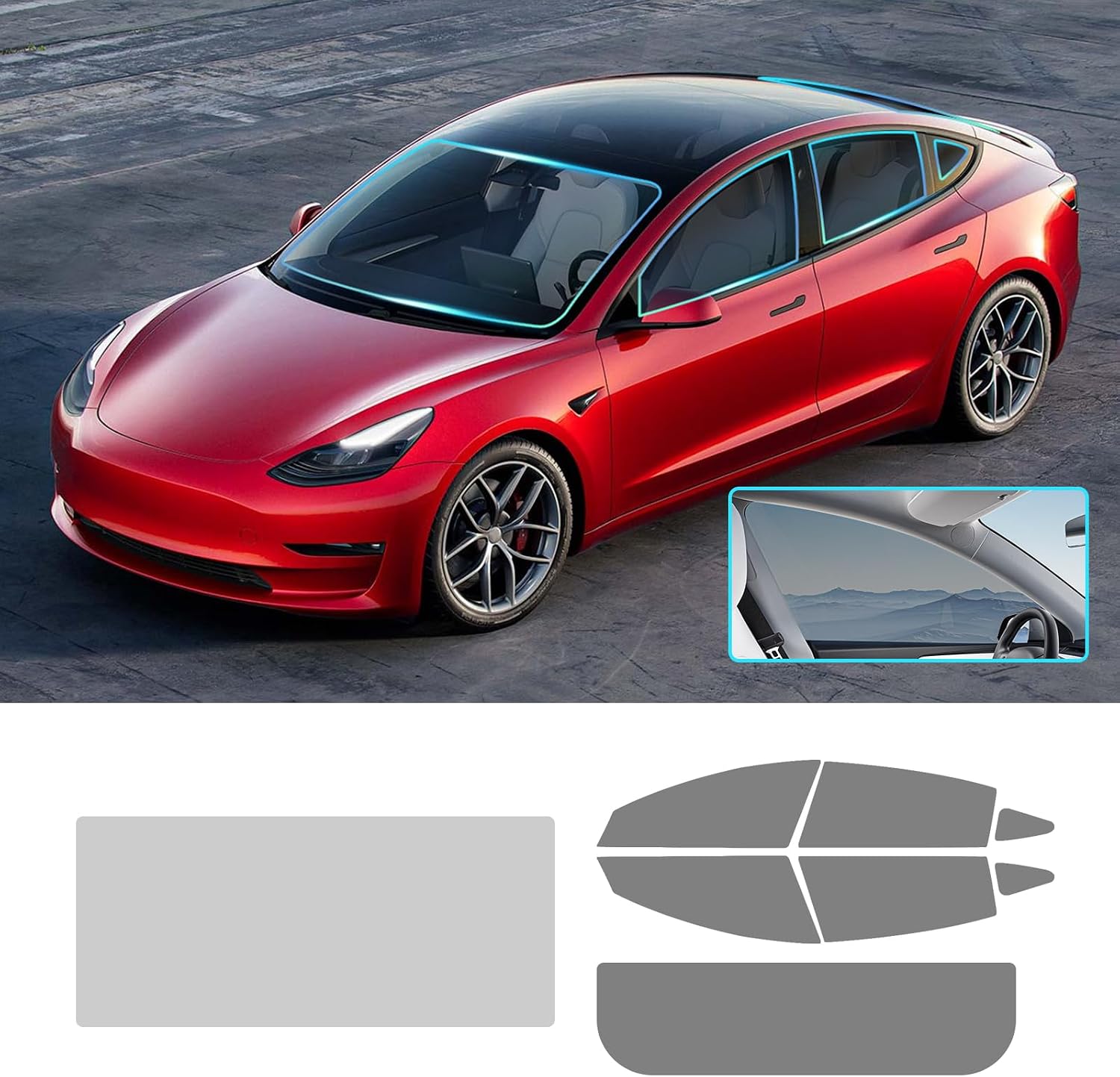 Precut Window Film Tint Kit for Tesla Model Y 2017-2025 Sun Blocking Protection Privacy All Sides Cars Block Infrared UV Rays (Front Windshield 80% + Side Windows 35% + Rear Windshield 35%)