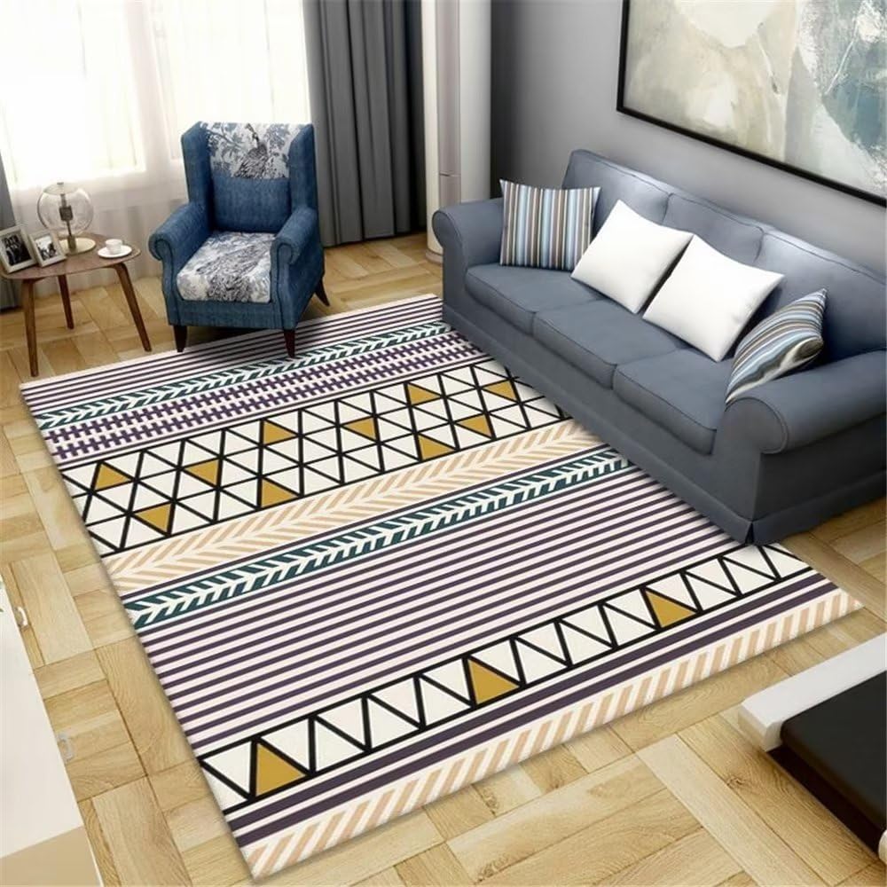 Tapis décoratif jaune motif triangle pour chambre à coucher et ado