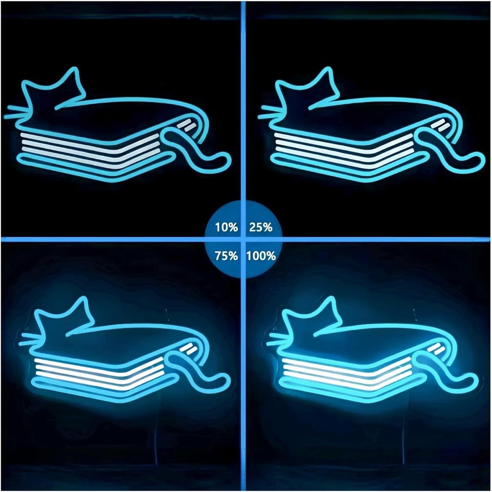 Enseigne lumineuse au néon représentant un chat, idéale pour décorer une bibliothèque ou chambre à coucher, 23,5 x 42 cm