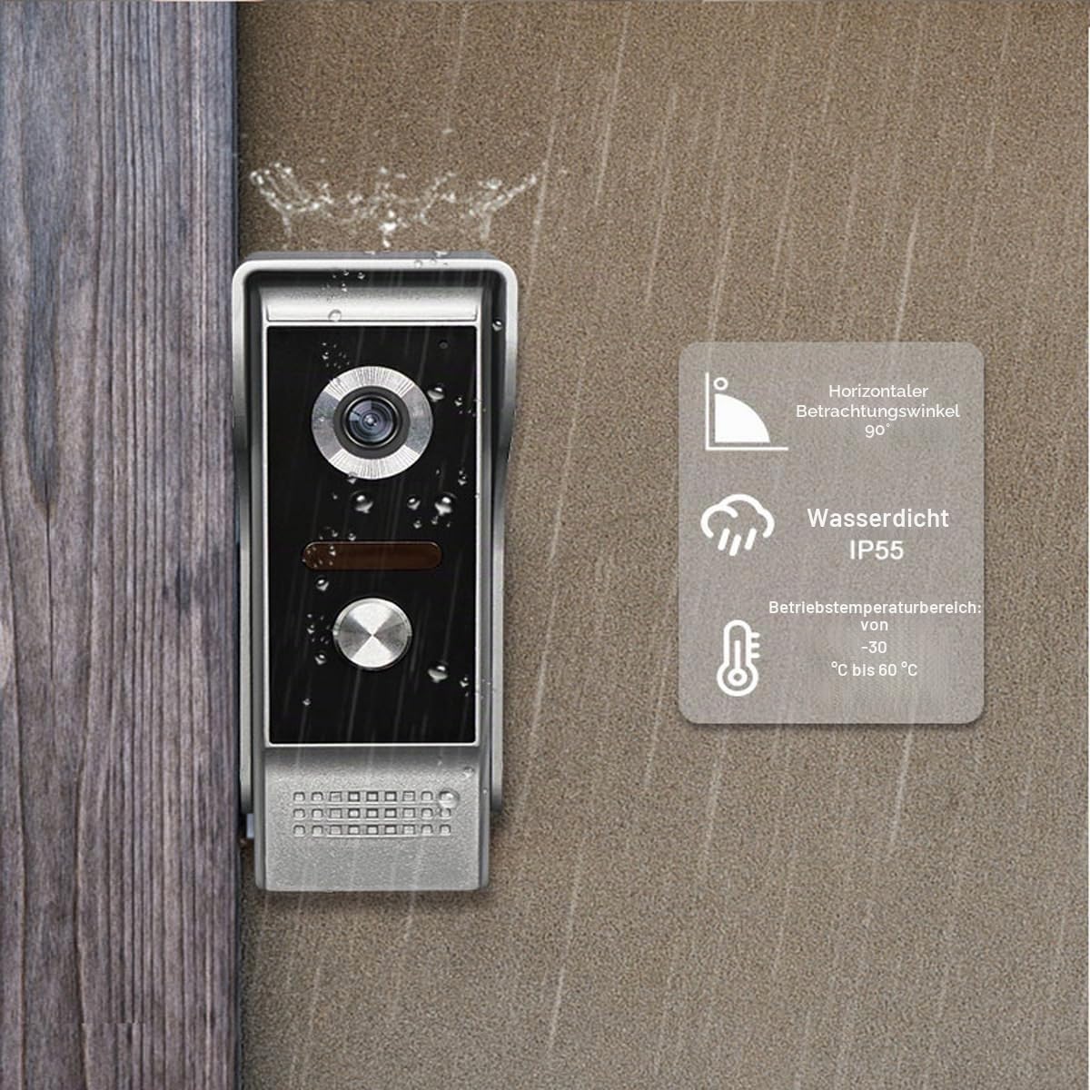 7-Zoll Verdrahtete Video-Gegensprechanlage, TFT LCD-Bildschirmmonitor, wasserdichte Nachtsichtkamera, Unterstützung Entriegeln der Überwachungstür Zwei-Wege-Audio FÜR Villa Haus Büro Wohnung