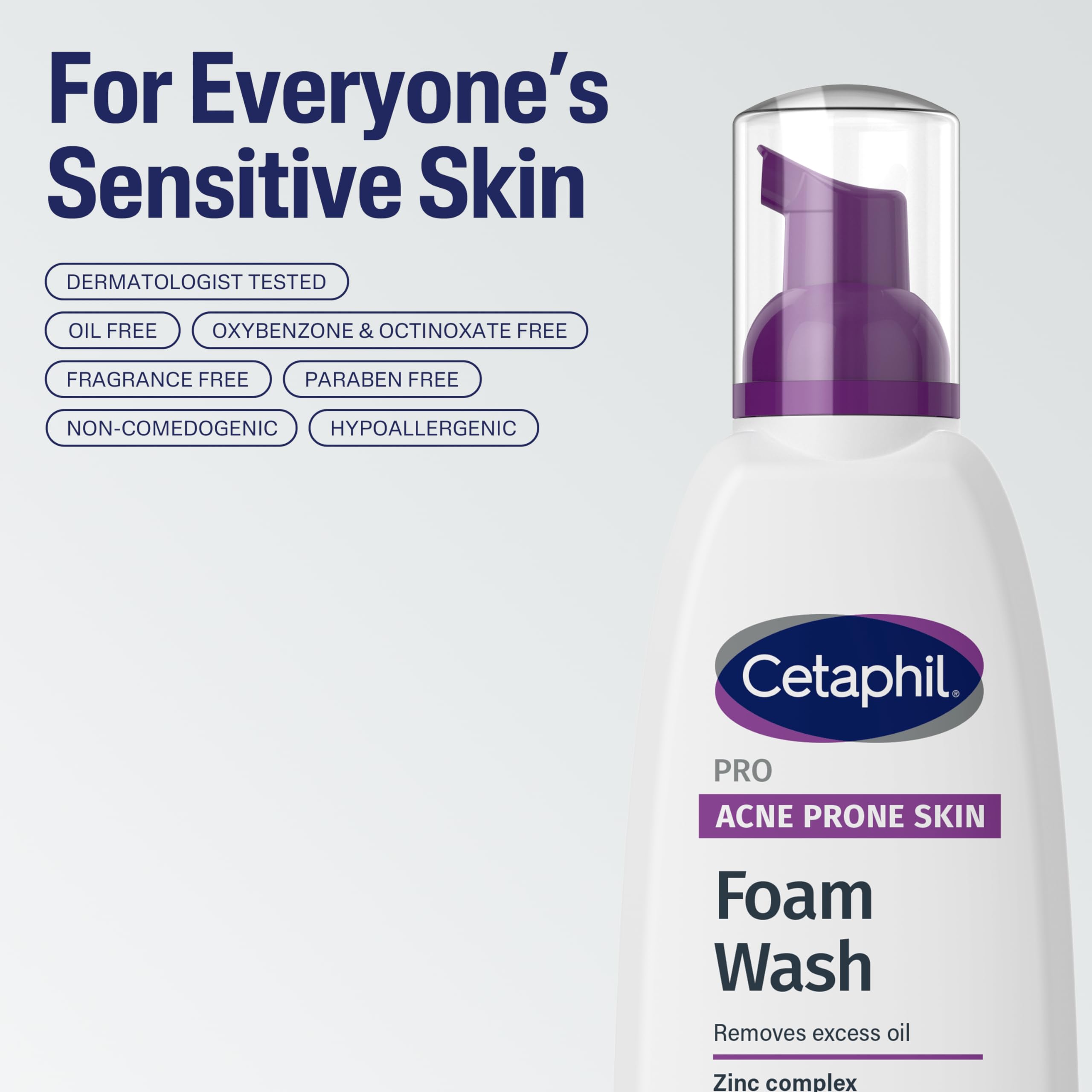 Cetaphil PRO Acne-Prone Wash Foam 236ml, Oil-Control Foaming Face Wash for Oily & Acne-Prone Skin, Deep-Cleanses Pores & Removes Excess Oil, Gentle Daily Cleanser for Blemish-Prone Skin