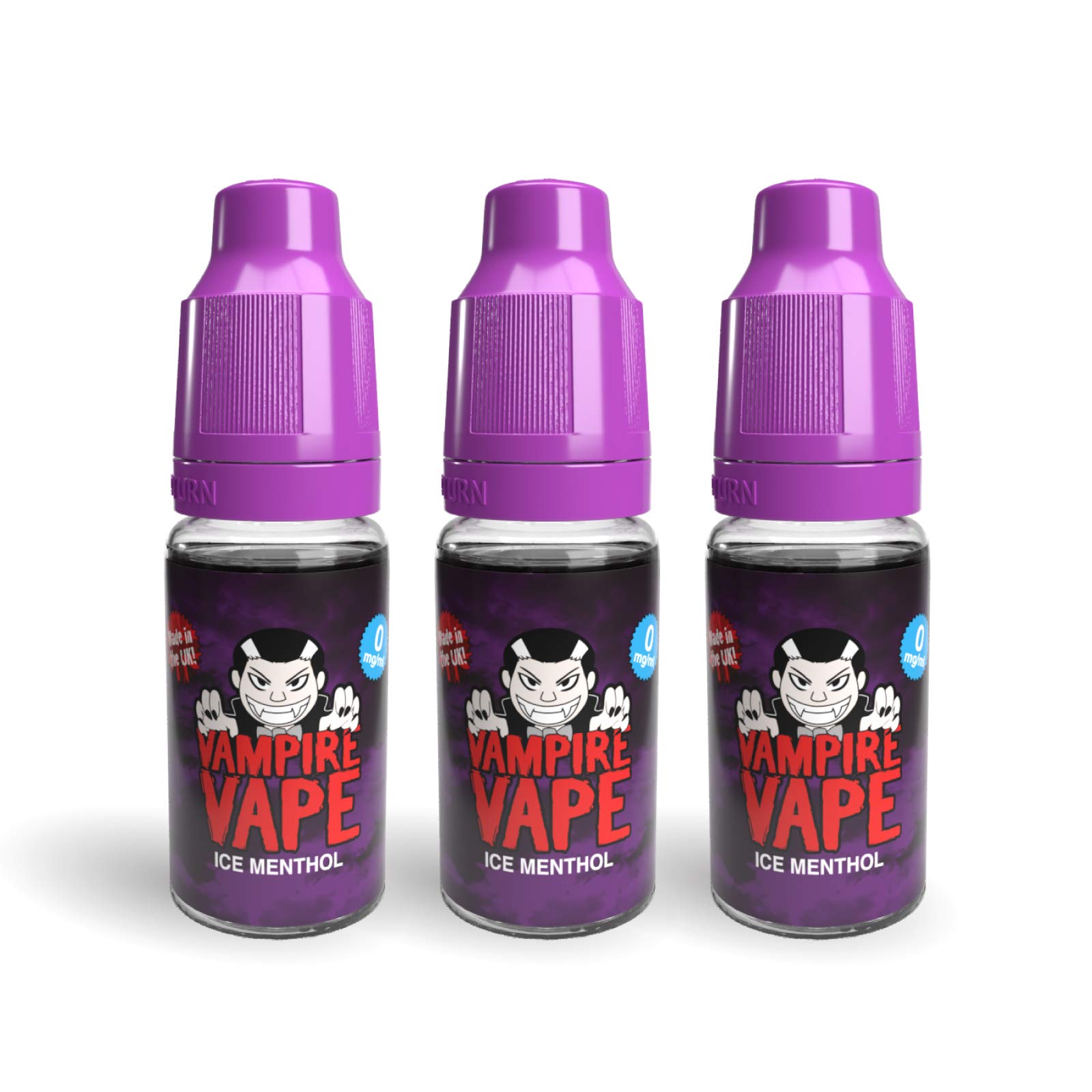 Vampire Vape 10ml 0mg E-Liquid (3 Pack) - Vape Juice/eliquid for E-Cigarettes/E-Cig Vape Starter Kits - NO Nicotine (Ice Menthol)