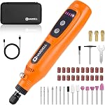 HARDELL Mini Cordless Rotary Tool 3.7V, 5-Speed Rotary Tool Kit with 43 Accessories,Type-C Charging Power for Engraving, Sanding, Polishing, Drilling, Grinding, Small DIY Crafts (Orange-Black)