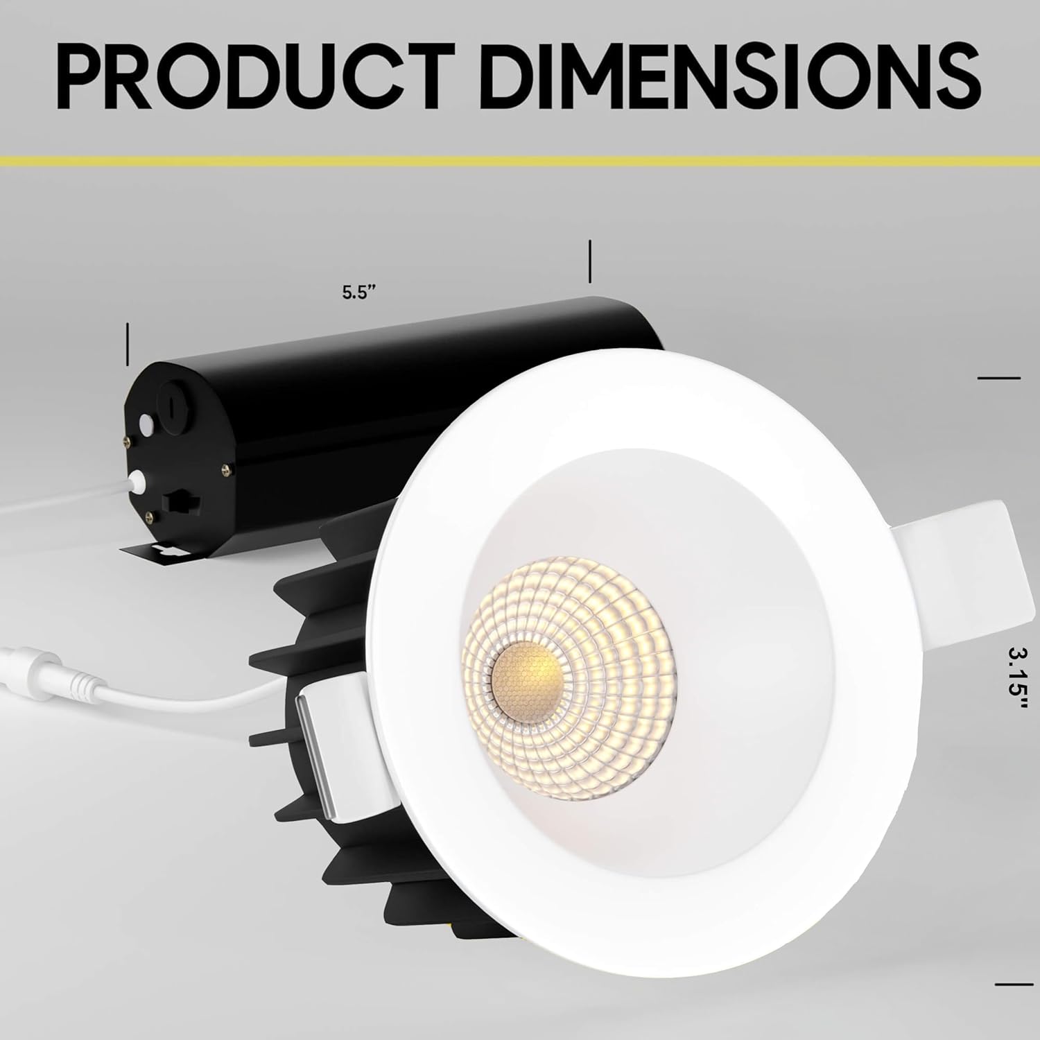 2 inch Round White Finish Downlight Luminaire, LED Recessed Light Fixtures Ceiling Lights, Dimmable, 8W=70W, 700 Lumens, CRI 90+, IC Rated, 5CCT Selectable 2700K|3000K|3500K|4100K|5000K
