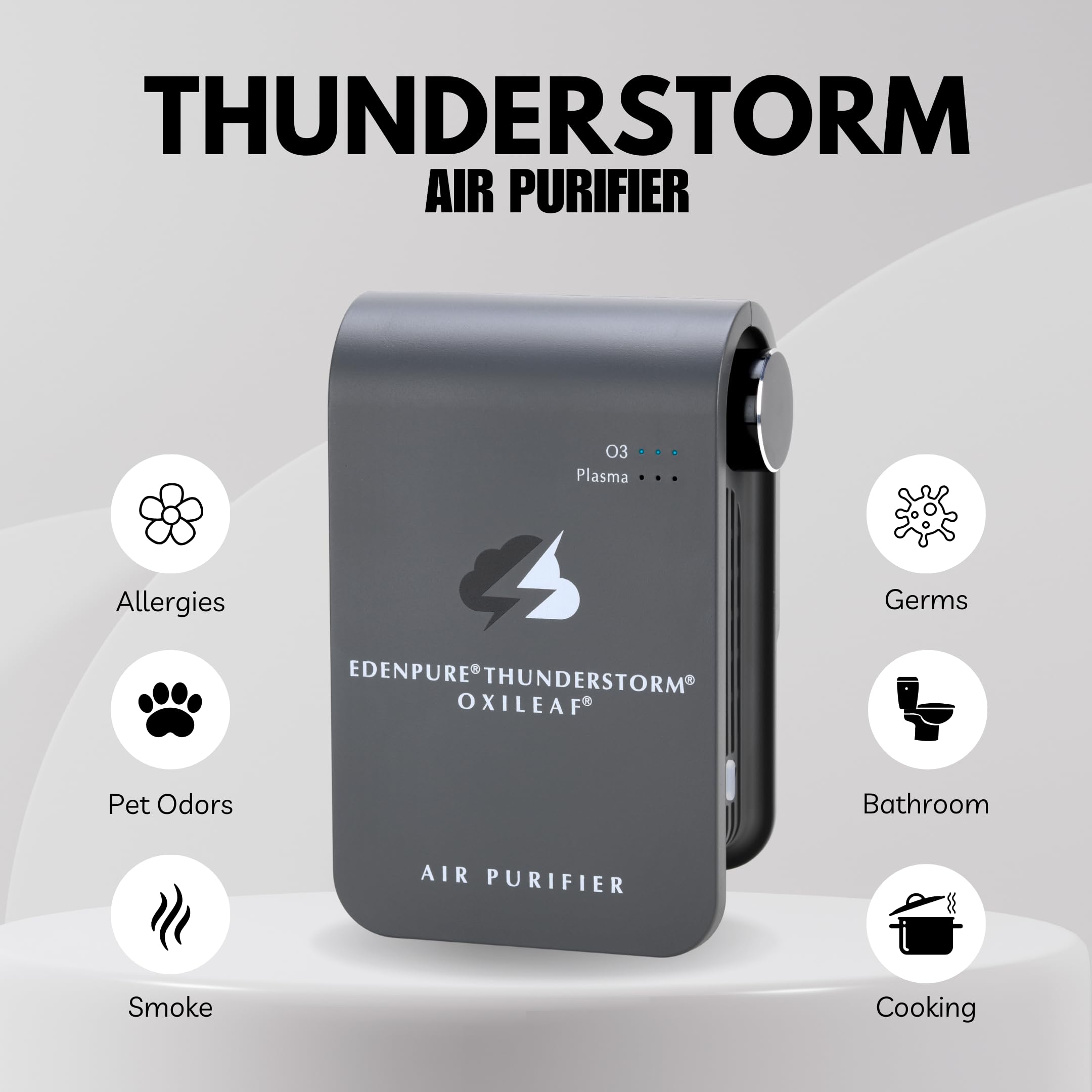 EdenPURE Thunderstorm III Purificatore d'aria - Piccolo generatore di ozono plug-in e ionizzatore - elimina odori, odori di animali domestici, fumo, muffa - Pulitore portatile senza filtri per casa