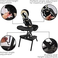 Vista 2 de EarthLite Microlite - Silla de masaje portátil, color negro con puntada blanca