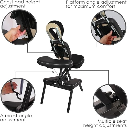 Miniatura 2 de EarthLite Microlite - Silla de masaje portátil, color negro con puntada blanca