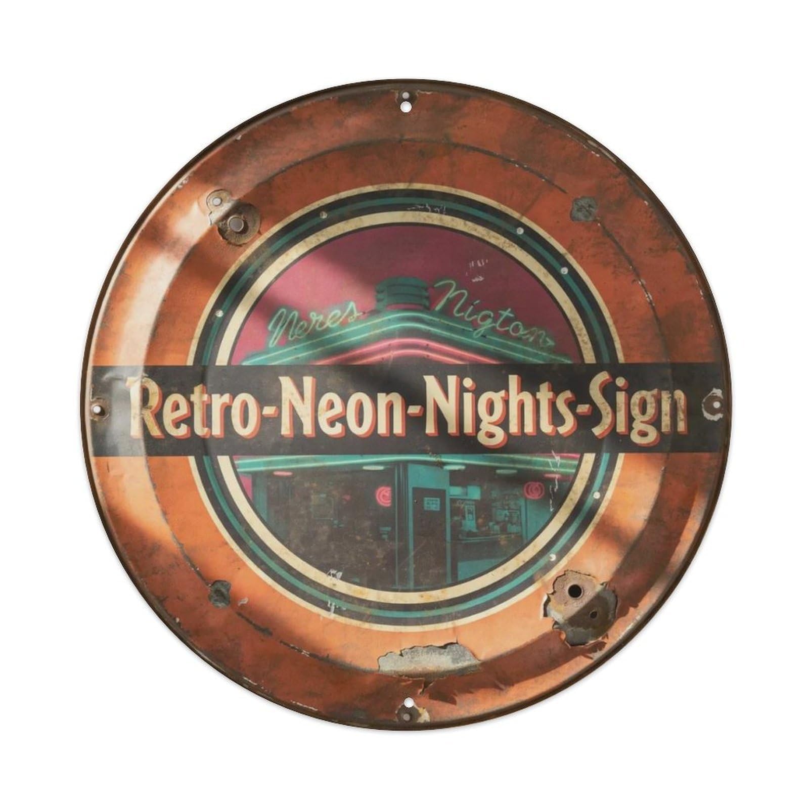 Retro-Neon-Nights-Sign Metal Tin Sign Plaque