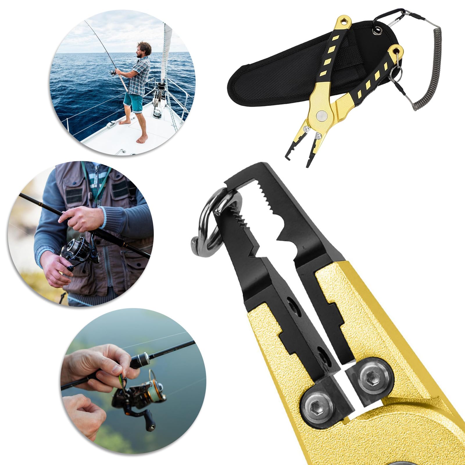 Pinze multiuso multifunzione intrecciate per lenza da pesca ad anelli con guaina a spirale pinza da pesca con anelli divisi