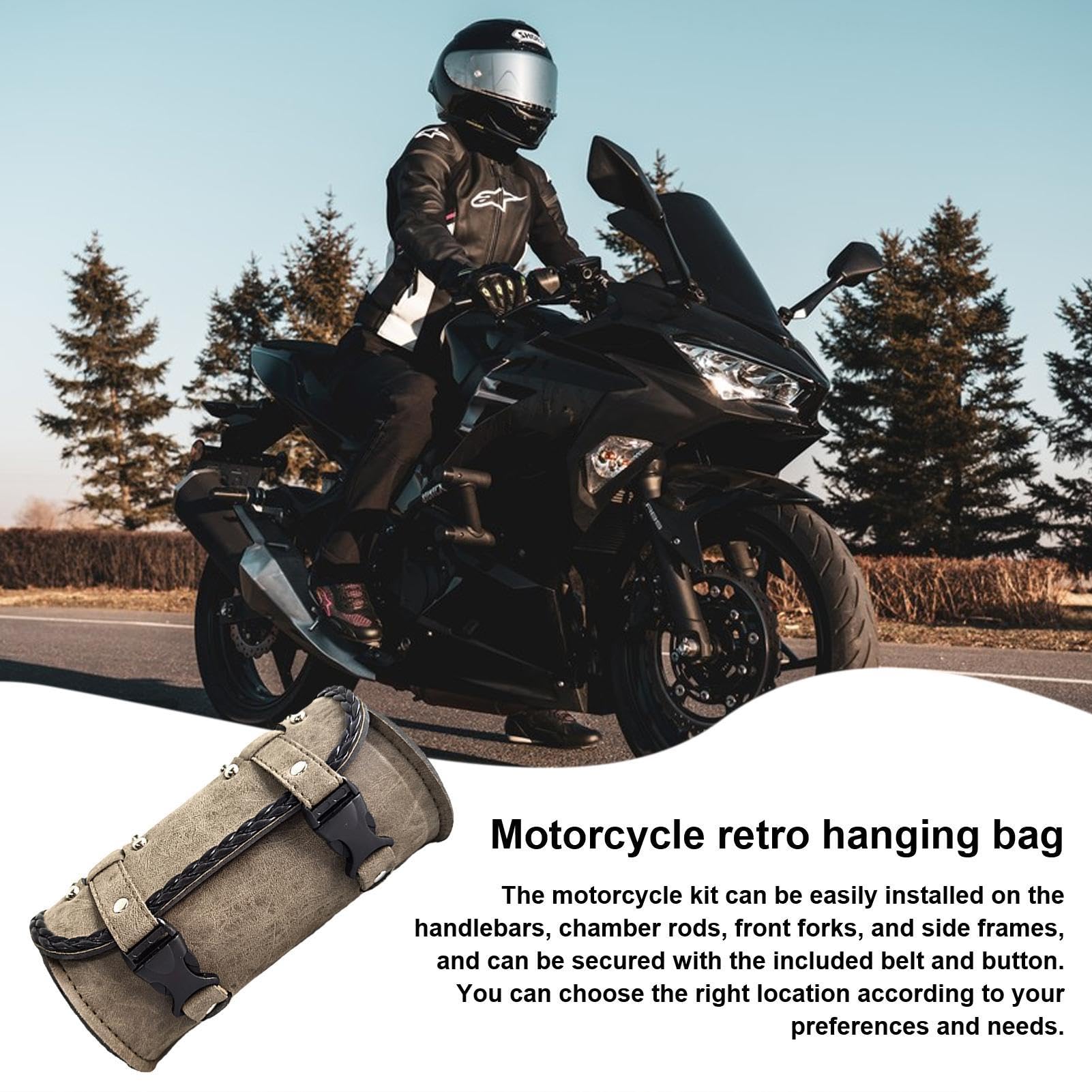 Generisch Bolsa de herramientas para motocicleta, bolsa de tenedor de moto, impermeable, de piel sintética, bolsa de almacenamiento para manillar de horquilla delantera