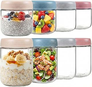 ColoVie 8 Pack Overnight Oats Containers with Lids, Chia Seed Pudding Ja...