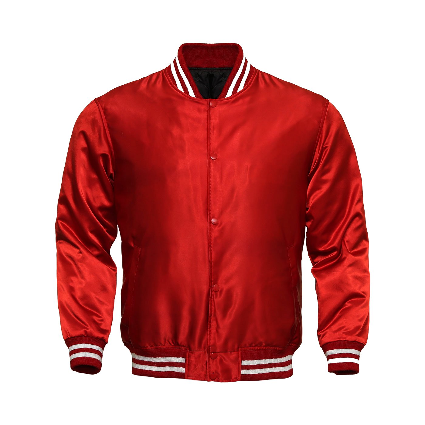 Mens Varsity Jacket Satin Polyester Retro Zip Casual Bomber Jackets