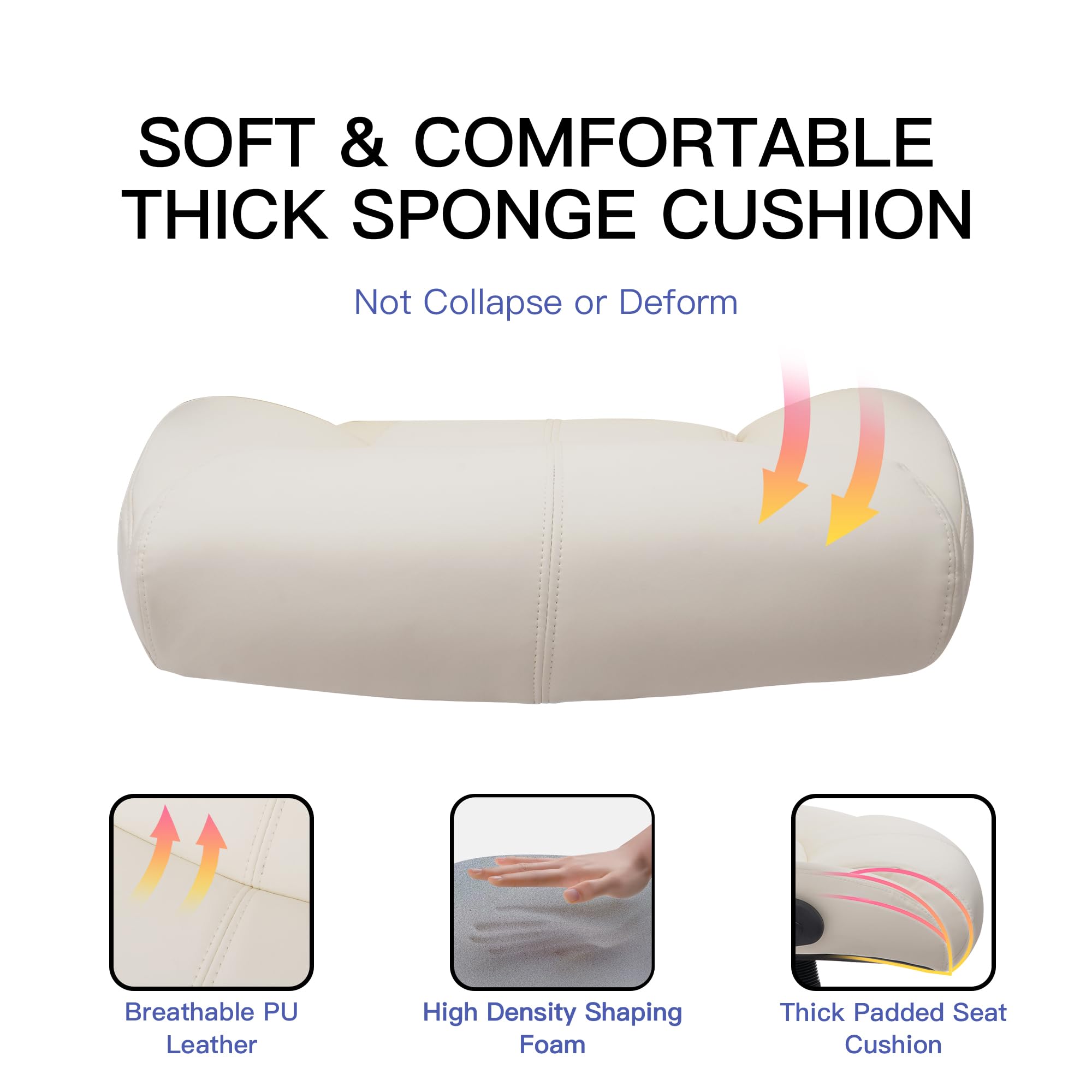 Big and Tall Office Chair for Heavy People Executive Desk Computer Chair Adjustable Flip-up Armrests for Women PU — view 6