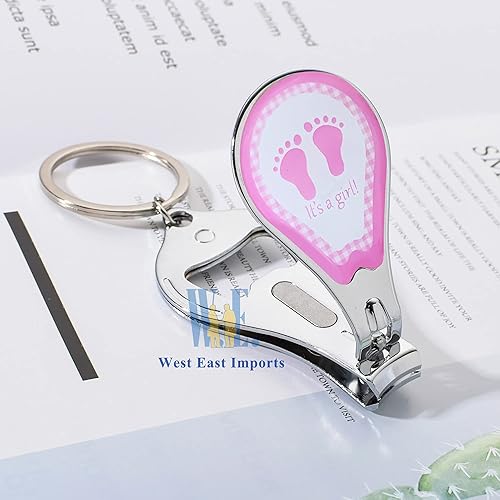 Miniatura 2 de Baby Shower Pink Girl Llavero Favores (12 piezas) Cortauñas y abrebotellas Regalo de fiesta para invitados