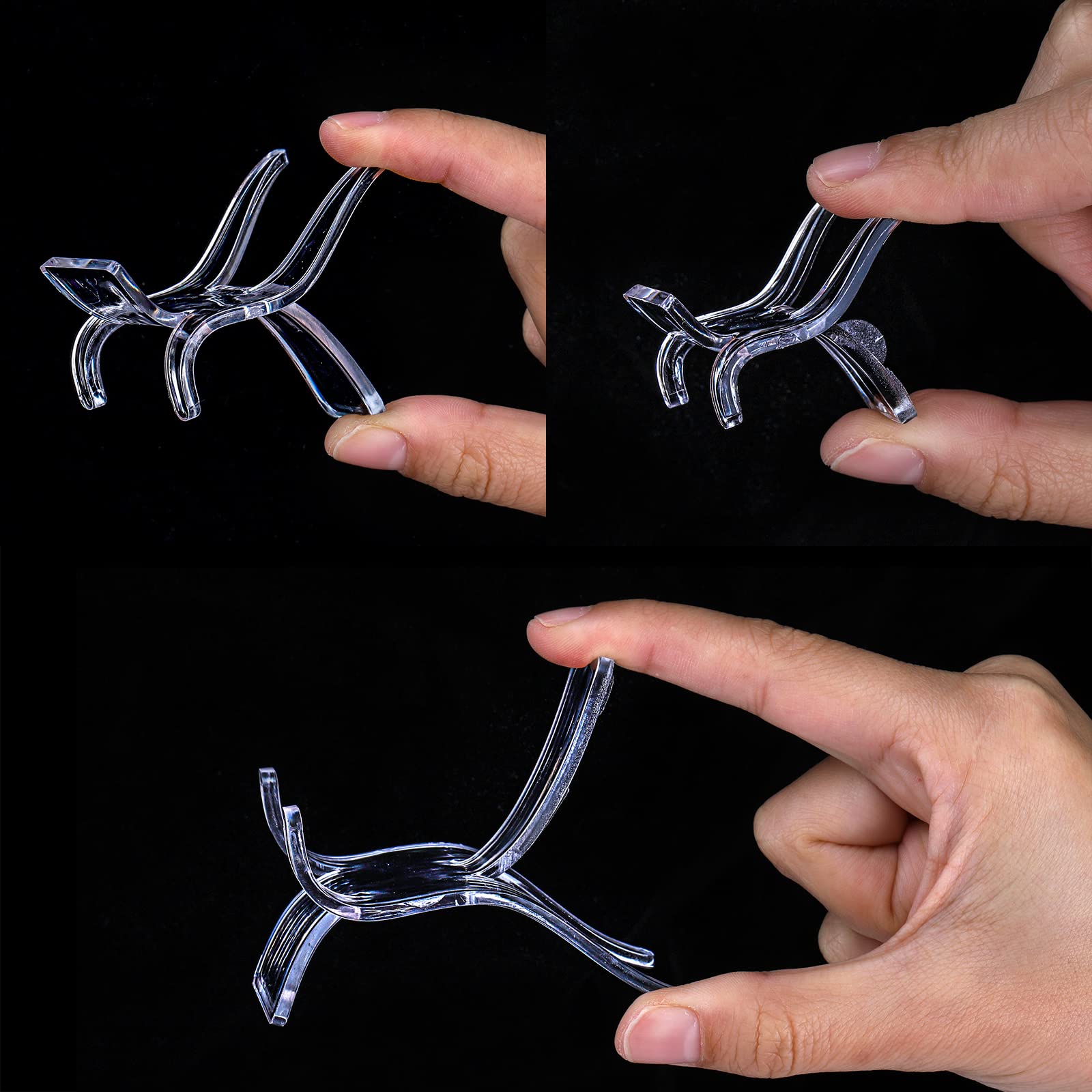 Lyellfe Soporte de caballete de acrílico, 30 piezas, mini soporte de exhibición en 3 tamaños diferentes, soporte de exhibición transparente para monedas, tarjetas comerciales, CD u otras colecciones | Soporte transparente para platos en 3 tamaños surtidos