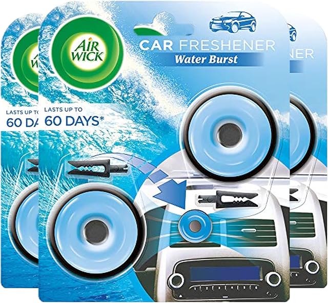 Air Wick Car Freshener Vent Clip, Water Burst Fragrance, 2 Clips per Pack, Pack of 3, Total 6 Clips