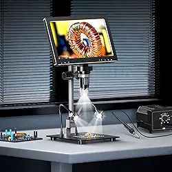 1080FHD Microscópio Digital,7'' Microscópio Portatil USB Zoom 1200x Profissional Técnico PC, com Luzes de LED Ajustáveis