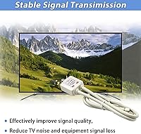 Vista 3 de Divisor de satélite de 5 a 2500 MHz, divisor CATV de 2 vías con cable coaxial RG6 y 2 conectores, para alimentación de paso a LNB, mejora la calidad