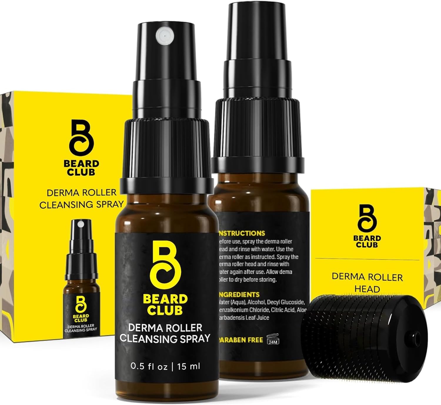 - The Beard Club Derma Roller Replacement Head & Cleansing Spray - 0.3mm Titanium Microneedles - Replace, Clean and Prolong Derma Roller Life