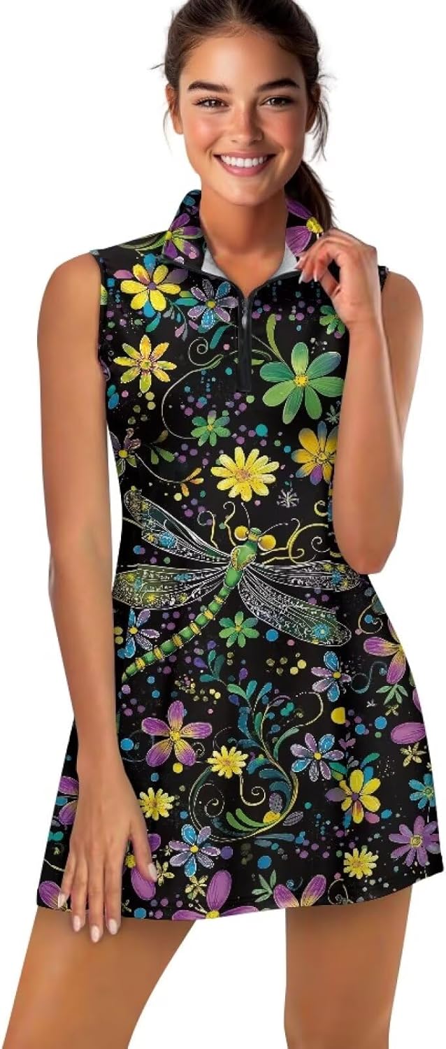 Tennis Dresses for Women,2 Piece Clothes Summer Workout Active Athletic Dresses Golf Dresses with Built in Shorts