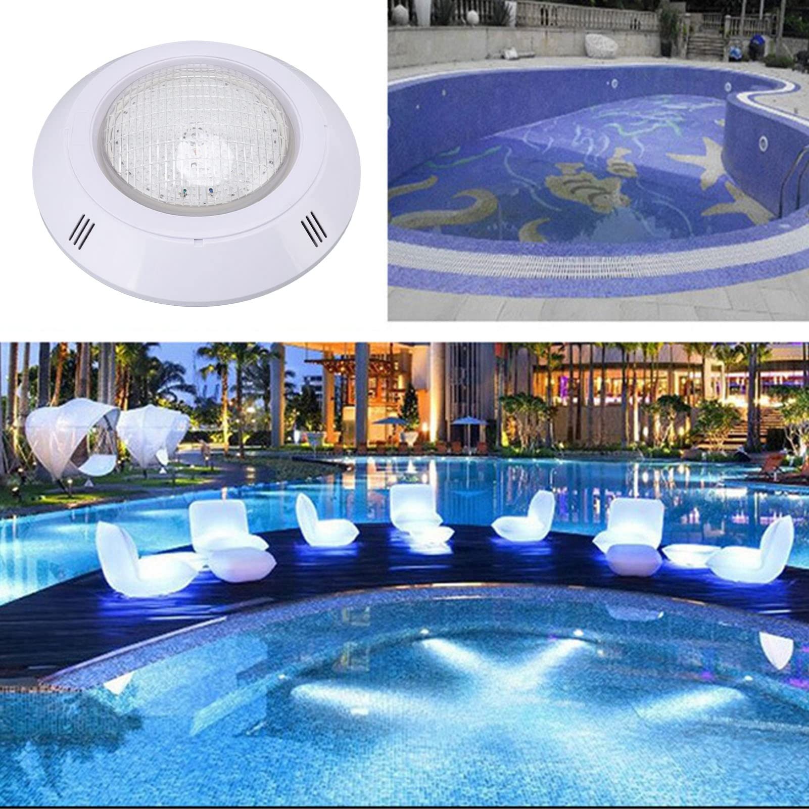 Luces LED RGB para Piscina, Luz Subacuática IP68, 12 V, Sumergible de bajo Voltaje, Control Remoto para Piscina, Acuario, Estanque, Fuente, Iluminación ABS Duradero (35W)