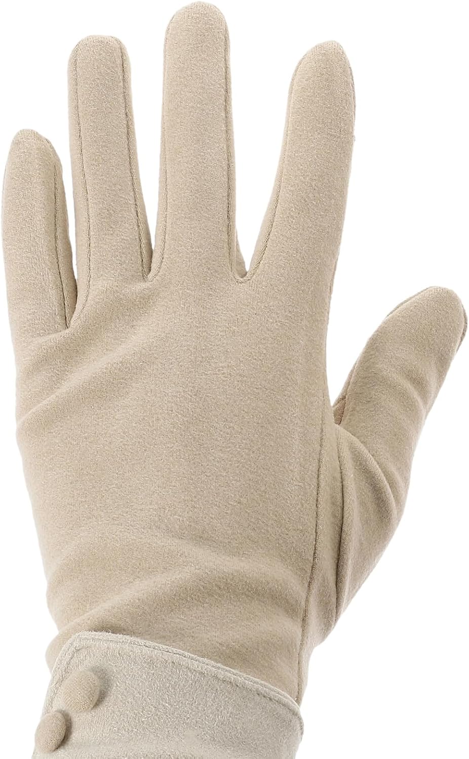 Hemoton Women’s Warm Windproof Fabric Gloves Sensitive Touchscreen Thick Fleece Lined Winter Gloves for Outdoor Hiking in Khaki 1 Pair