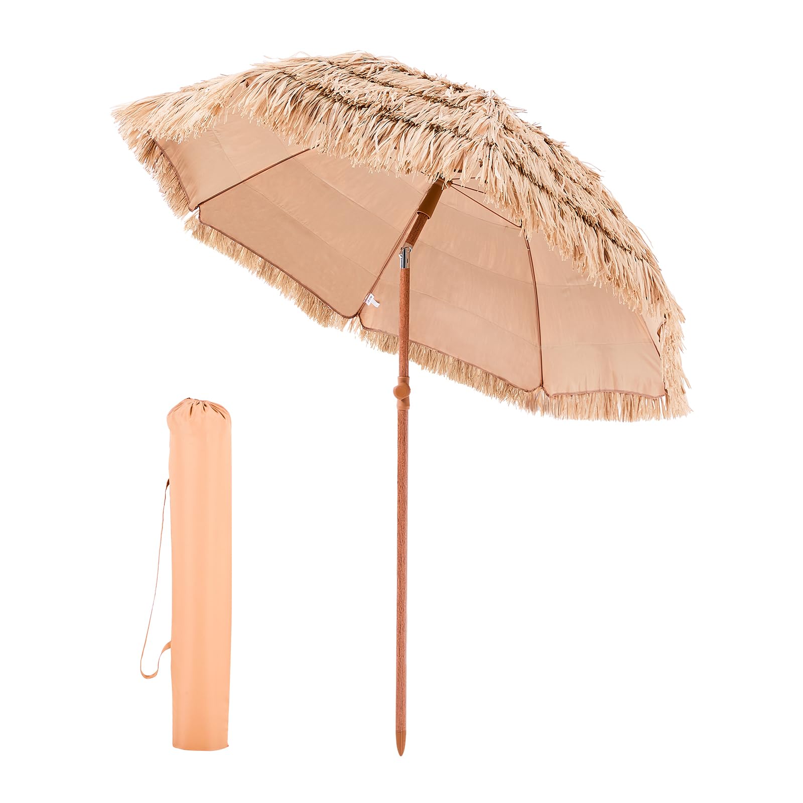 VEVOR Tiki, Thatched Patio Umbrella with Tilt, Hawaiian Style Beach Parasol with Durable PP Thatch, Grass Pool Umbrellas for Beach, Patio, Poolside, Backyard & Garden-picture-14