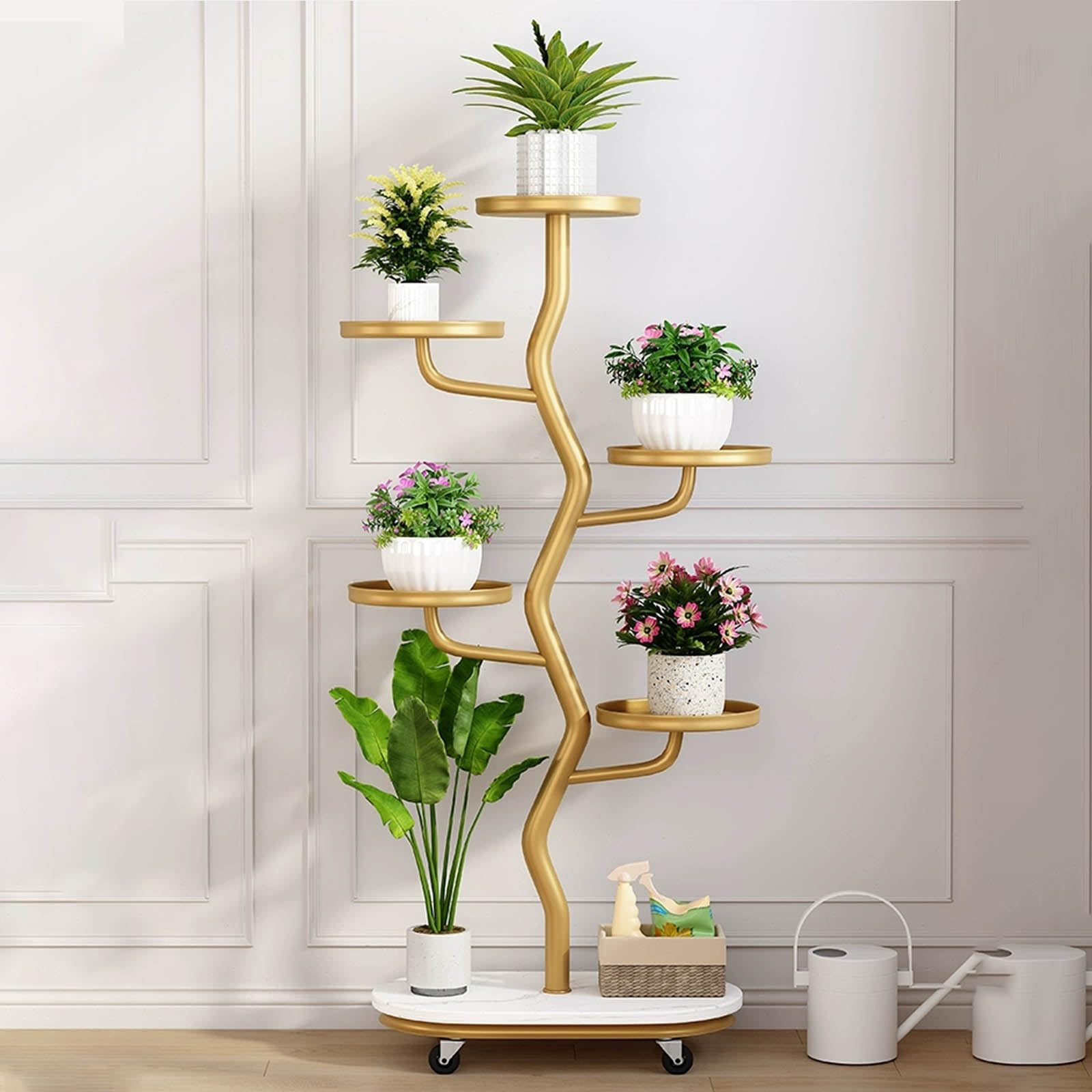 Support de fleurs d'angle en métal pour optimiser les petits espaces intérieurs
