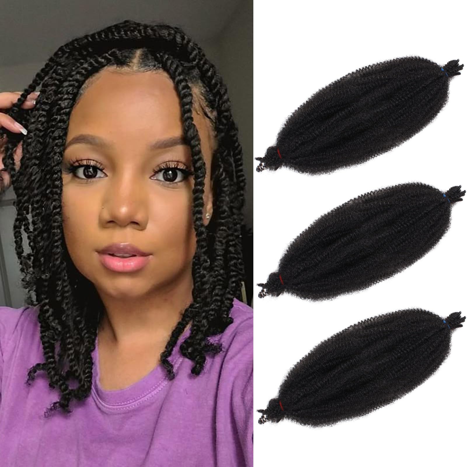 Amazon.com : ZRQ 3 Packs Springy Afro Twist Hair For Distressed