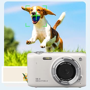 Digital Camera, Autofocus 4K 58MP Vlogging Camera, 16X Digital Zoom, Point and Shoot, Portable Compact, for Travel Adult Beginner