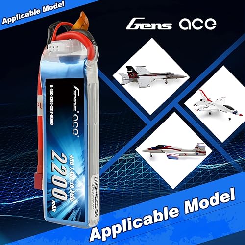 Miniatura 5 de Gens ace 7.4V 2200mAh 2S 45C LiPo Batería Deans Plug para 70MM EDF RC Avión 450 Helicóptero Rc Barco