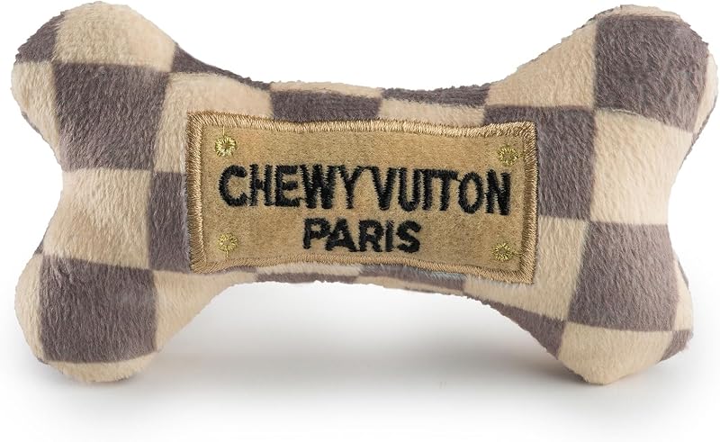 Brinquedo de Pelúcia para Cães Chewy Vuiton Bone Haute Diggity Dog com Apito, 10,16 cm