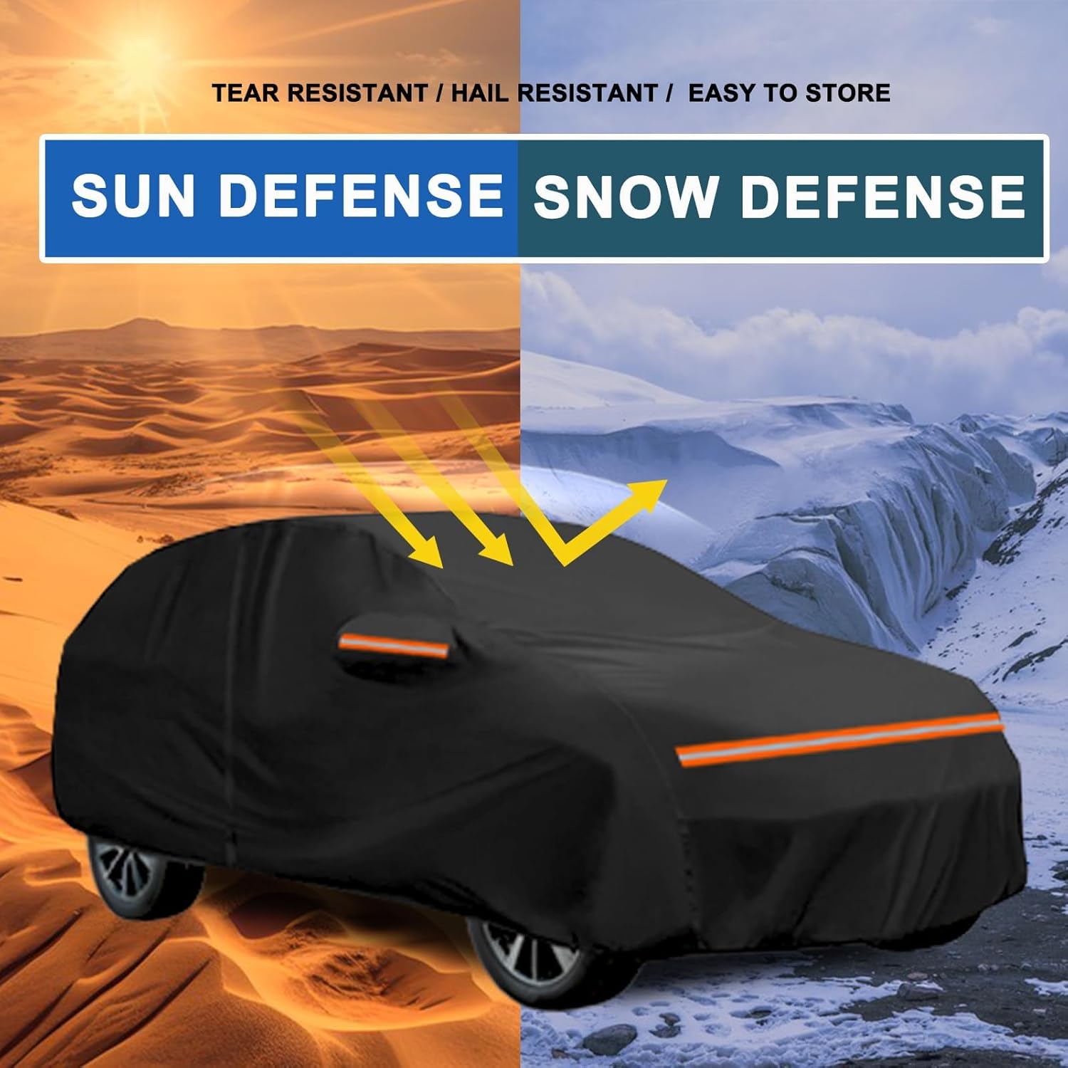 Full Car Cover Custom Fit for Toyota Highlander 2007-2025, Waterproof Full Exterior Outdoor Cover with Zipper Door Cotton Lining Sun Rain Snow Dust Protection