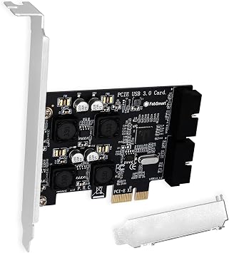 2X 19Pin USB 3.0 Header Ports PCIE USB 3.0 5Gbps Expansion Card for Windows and Linux Desktop PCs, Built in FebSmart Self-Powered Technology, No Need Additional Power Supply FS-H2-Pro