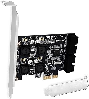 2X 19Pin USB 3.0 Header Ports PCIE USB 3.0 5Gbps Expansion Card for Windows and Linux Desktop PCs, Built in FebSmart Self-Powered Technology, No Need Additional Power Supply (FS-H2-Pro)