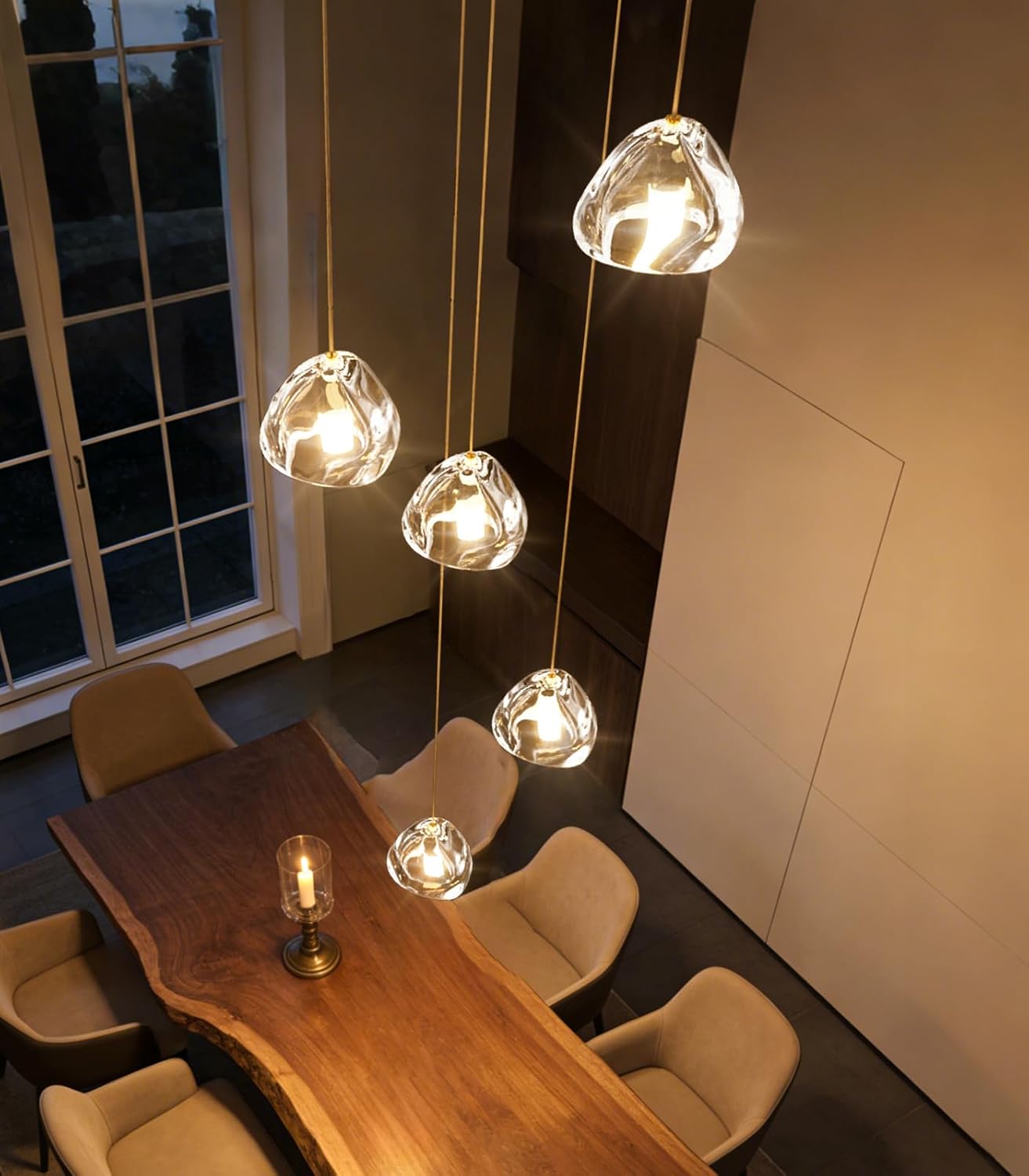 HAIXIANG Modern LED Chandeliers for Dining Room Kitchen Pendant Lights Lighting for Island Dimmable Fixtures Bubble Crystal Floating Chandelier LED Lights Antique Gold