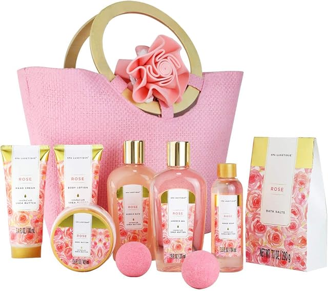 Spa Luxetique Spa Gift Set, Pampering Gifts for women,10pcs Rose Bath Gift Set, Bath Sets for Women Gifts, Birthday Gifts for Mum, Mother's Day Gifts