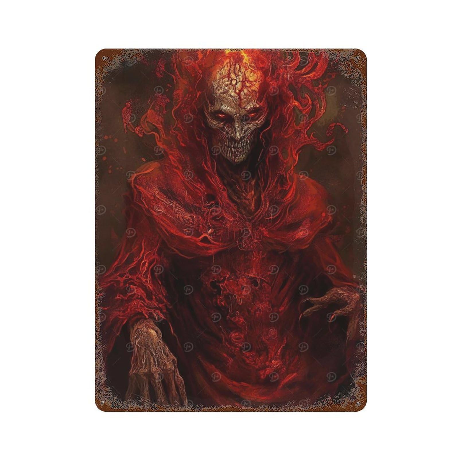 The Devil Inside Vintage Rust Metal Sign 15.7"x11.8", Shabby Chic Decor for Living Room, Hallway And Home Decor