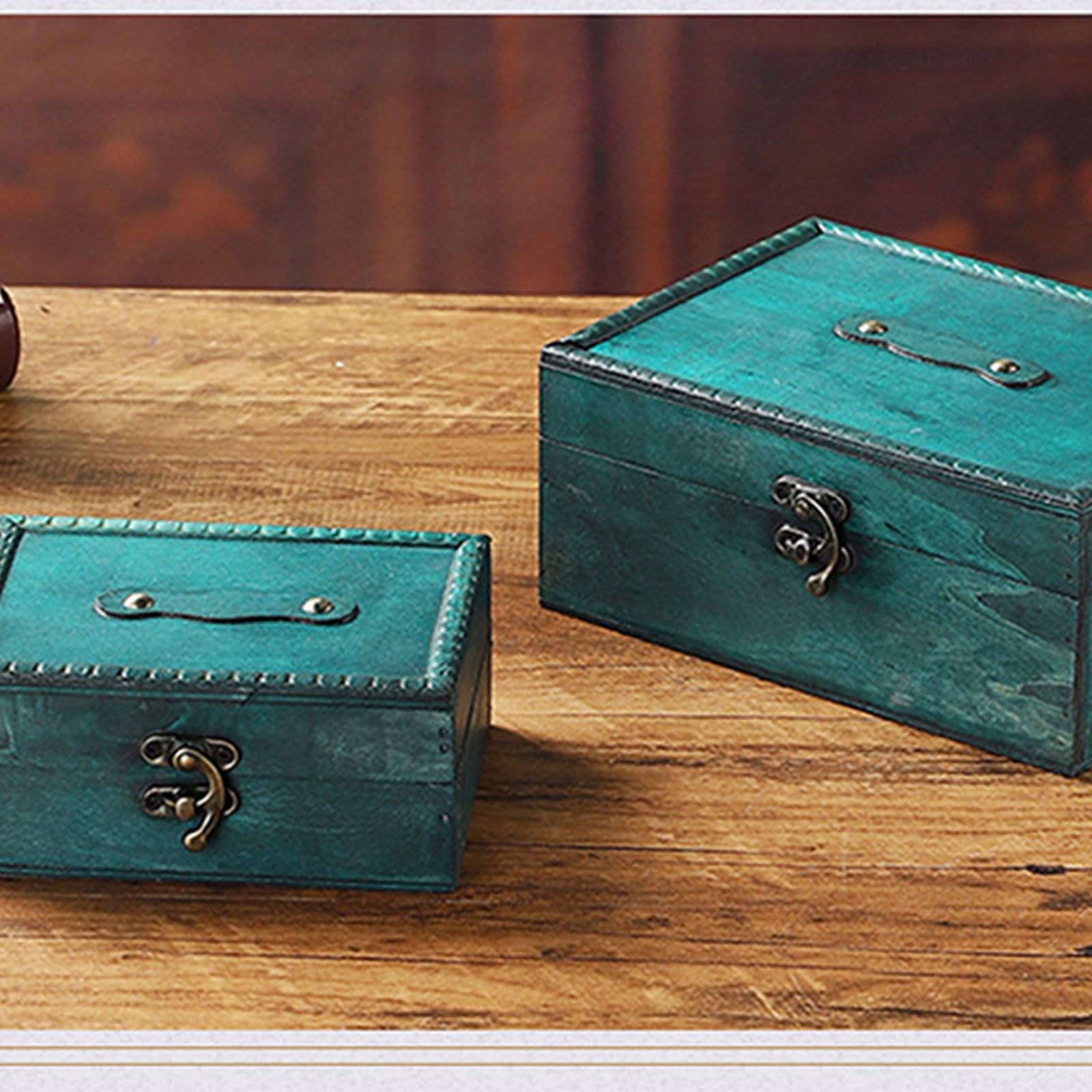 Caja de Almacenamiento de Joyas de Madera Antigua con Cerradura para decoración de la Oficina en hogar Soporte de Recuerdos en Cofre de Madera con Mecanismo de Cerradura Caja de Almacenamiento