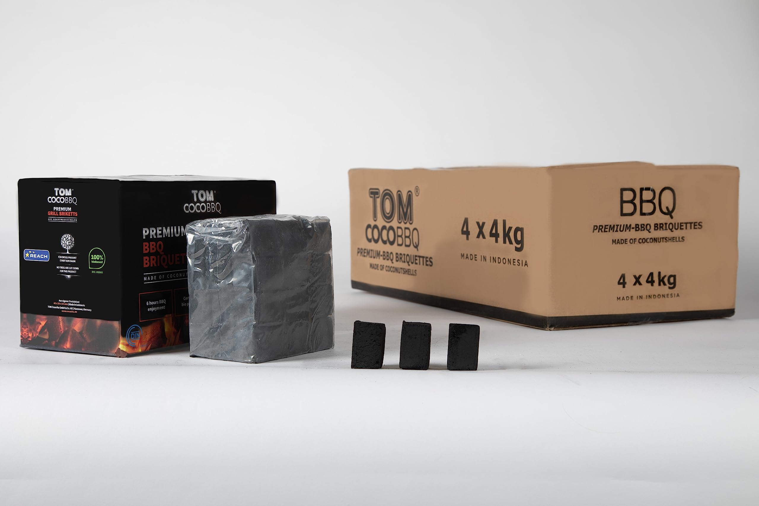 Charbon de coco Tom briquettes BBQ de qualité premium sans fumée parasite
