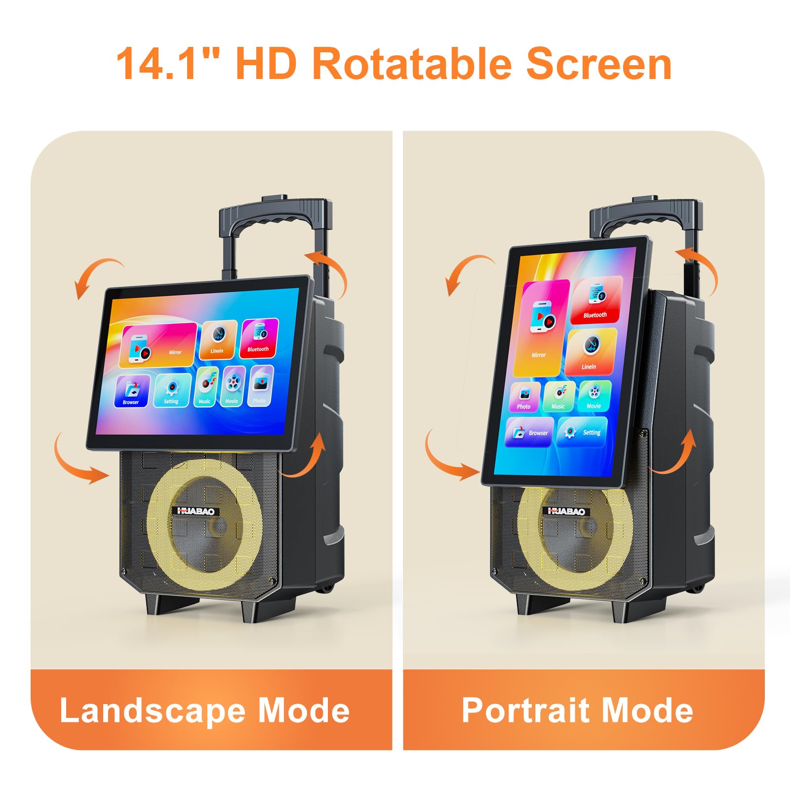 Macchina Karaoke del carrello con lo schermo, mirroring senza fili dello schermo per il sistema iOS & Android