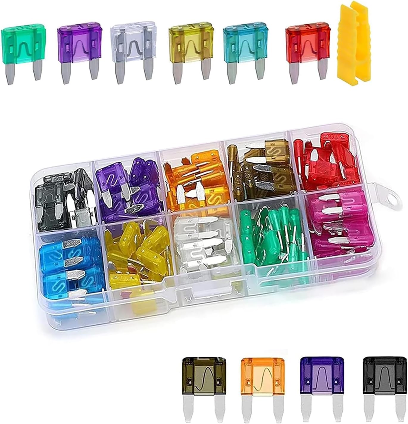 120 PCS Car Fuses Assortment Kit, Mini Blade Fuse Kit with Puller Tool (2A/3A/5A/7.5A/10A/15A/20A/25A/30A/35A), Universal for Car RV Truck Motorcycle (Multicolored)