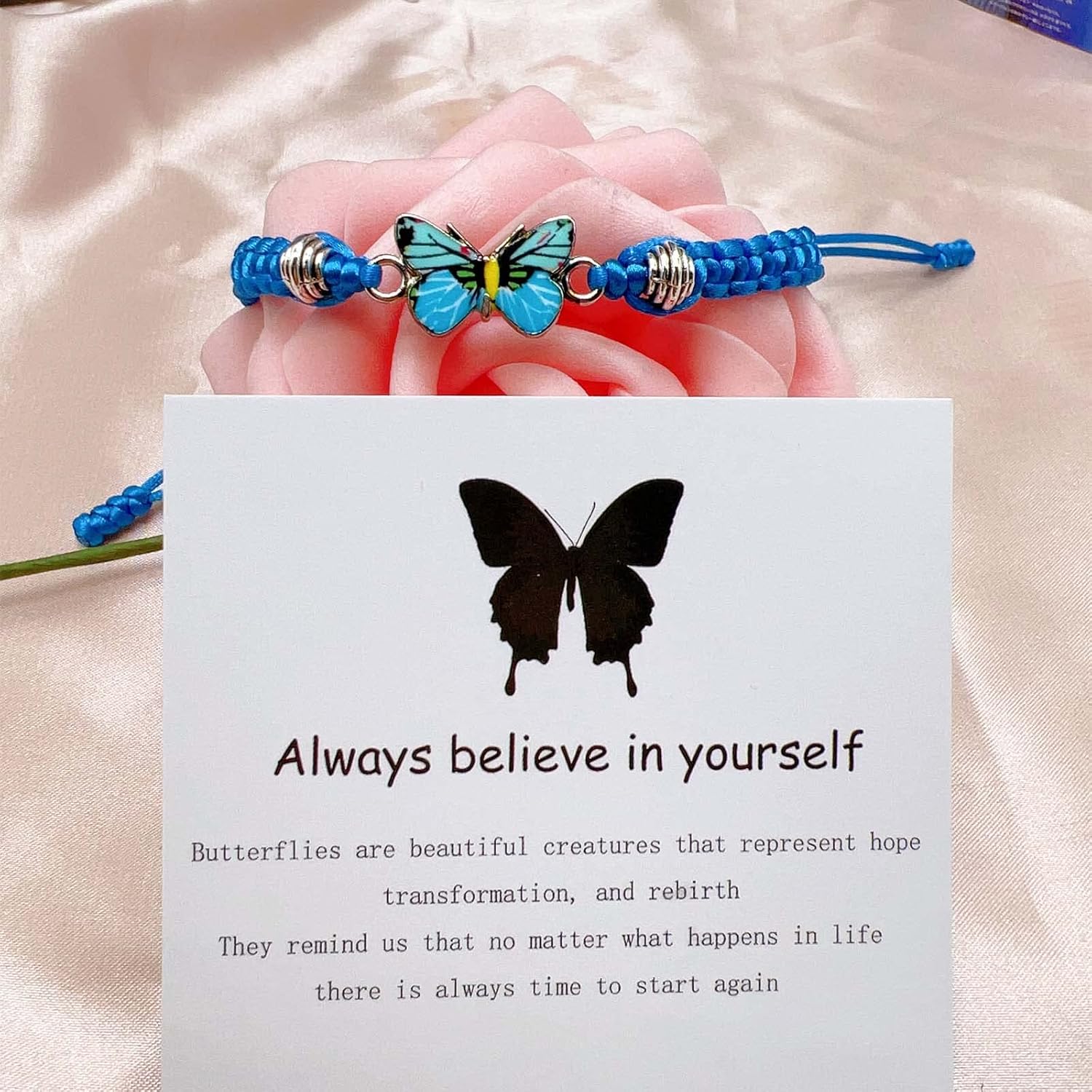 CJIAYUJEW Always believe in yourself Butterfly Bracelet, Cute Butterfly Charm Bracelets Matching Bracelet Friendship Couple Bracelets - Image 2