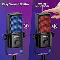 Vista 6 de TONOR Micrófono para juegos compatible con Xbox, micrófono de transmisión de condensador RGB con duración de batería de 30 horas, bajo ruido