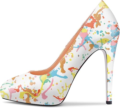 Miniatura 2 de Aachcol Zapatos de vestir de tacón alto con punta redonda para mujer, zapatos de vestir mate para oficina, boda, compras, 5 pulgadas