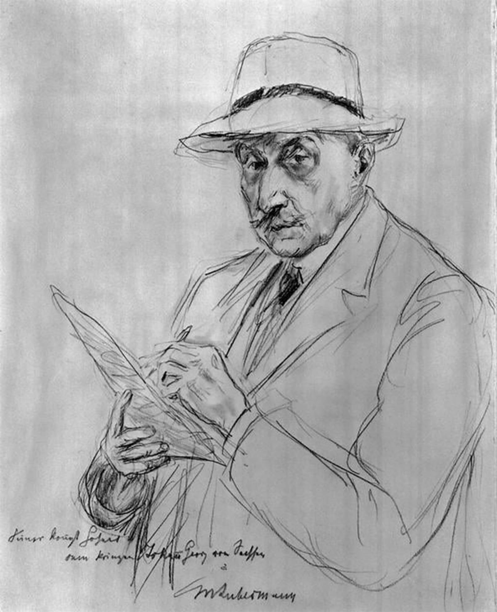 POSTERIIk Famous Print Pop Art Wall Art Graffiti self-portrait with Panamahut by Max Liebermann Art Prints for Home Decor 60x90cm