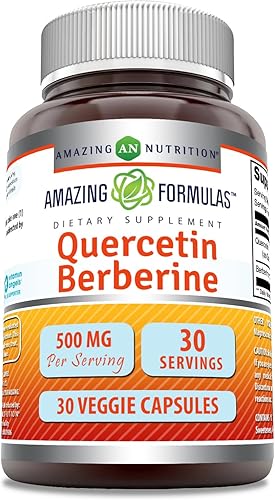 Miniatura 5 de Amazing Formulas Quercetina Berberina - 250 mg de berberina y 250 mg de quercetina, suplemento de 180 cápsulas vegetales | Sin OMG | Sin gluten |