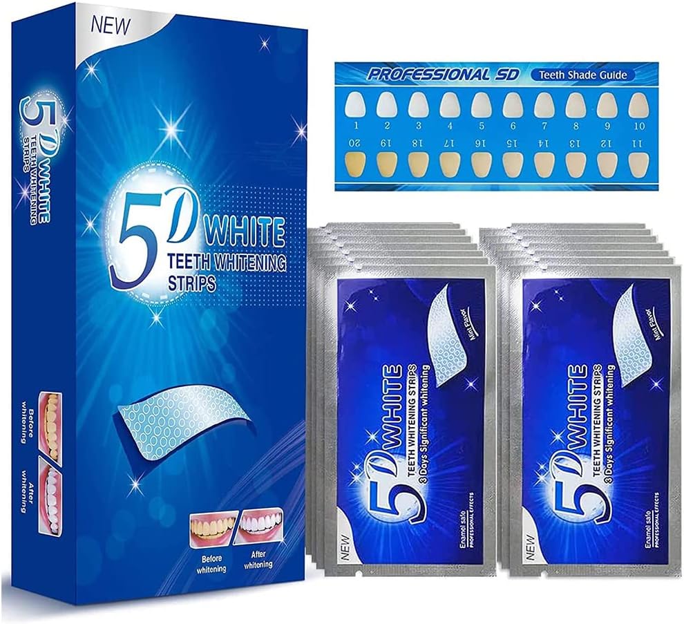 5D Teeth Whitening Strips 28 Strips Effective Teeth Whitener Teeth Whitening Strips for Teeth Sensitive, Reduced Sensitivity White Strips for Teeth Whitening